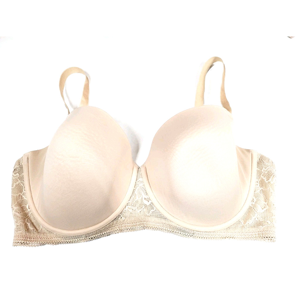 ThirdLove‎ Nude Graphic Lace Demi Bra Size 38E Underwire Lace Beige